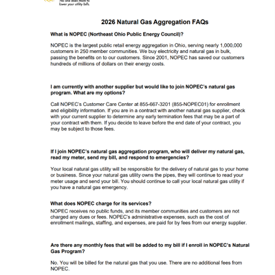 2026 Natural Gas Aggregation FAQs