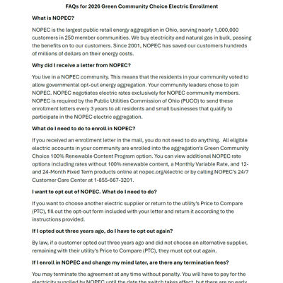 GCC Electric Aggregation Enrollment FAQs