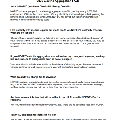 2026 Electric Aggregation FAQs